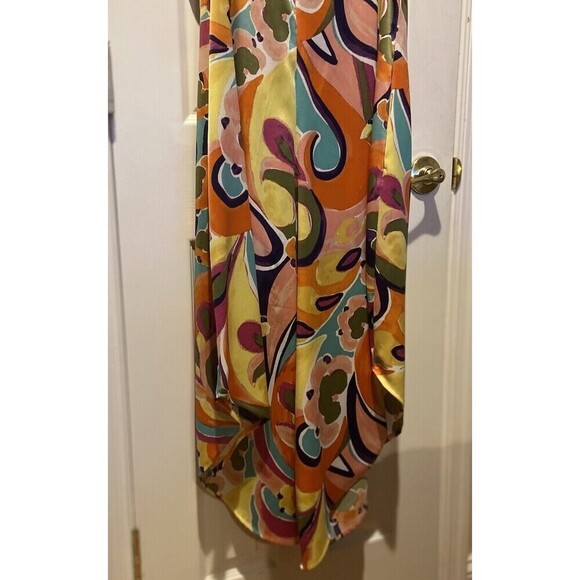 MSK Jumpsuit Womens Printed Hi-Low Wide Leg Medium Psychedelic Outfit Retro - Picture 9 of 14